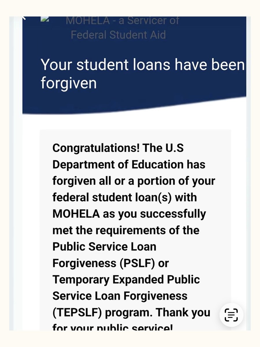 MOHELA Client — Federal loans forgiven