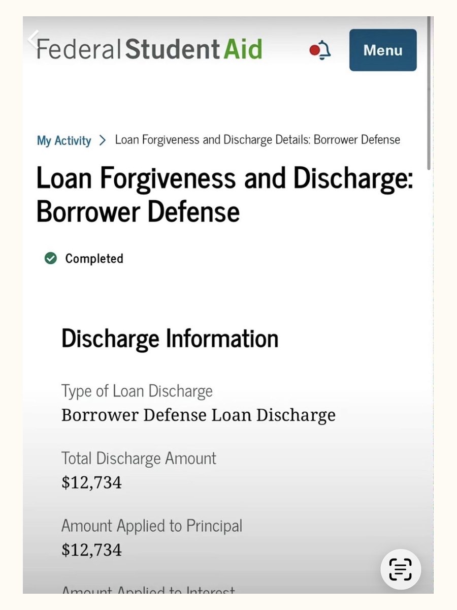 Borrower Defense Win — $12,734 discharged